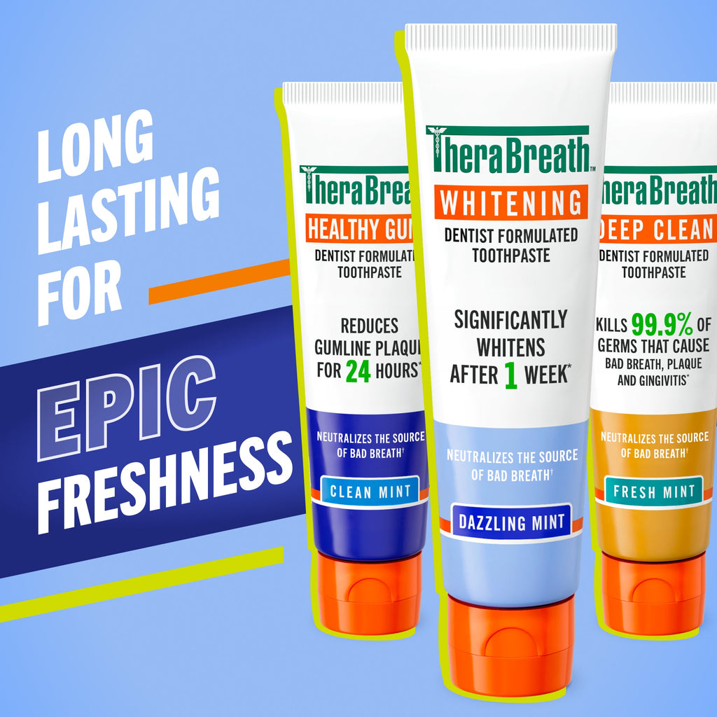 TheraBreath Whitening Toothpaste, Peroxide-Free & Anticavity, Dazzling Mint